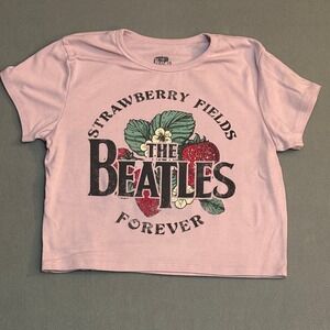 The Beatles Strawberry Fields Forever Pink Graphic T-Shirt Kids Size L 12-14